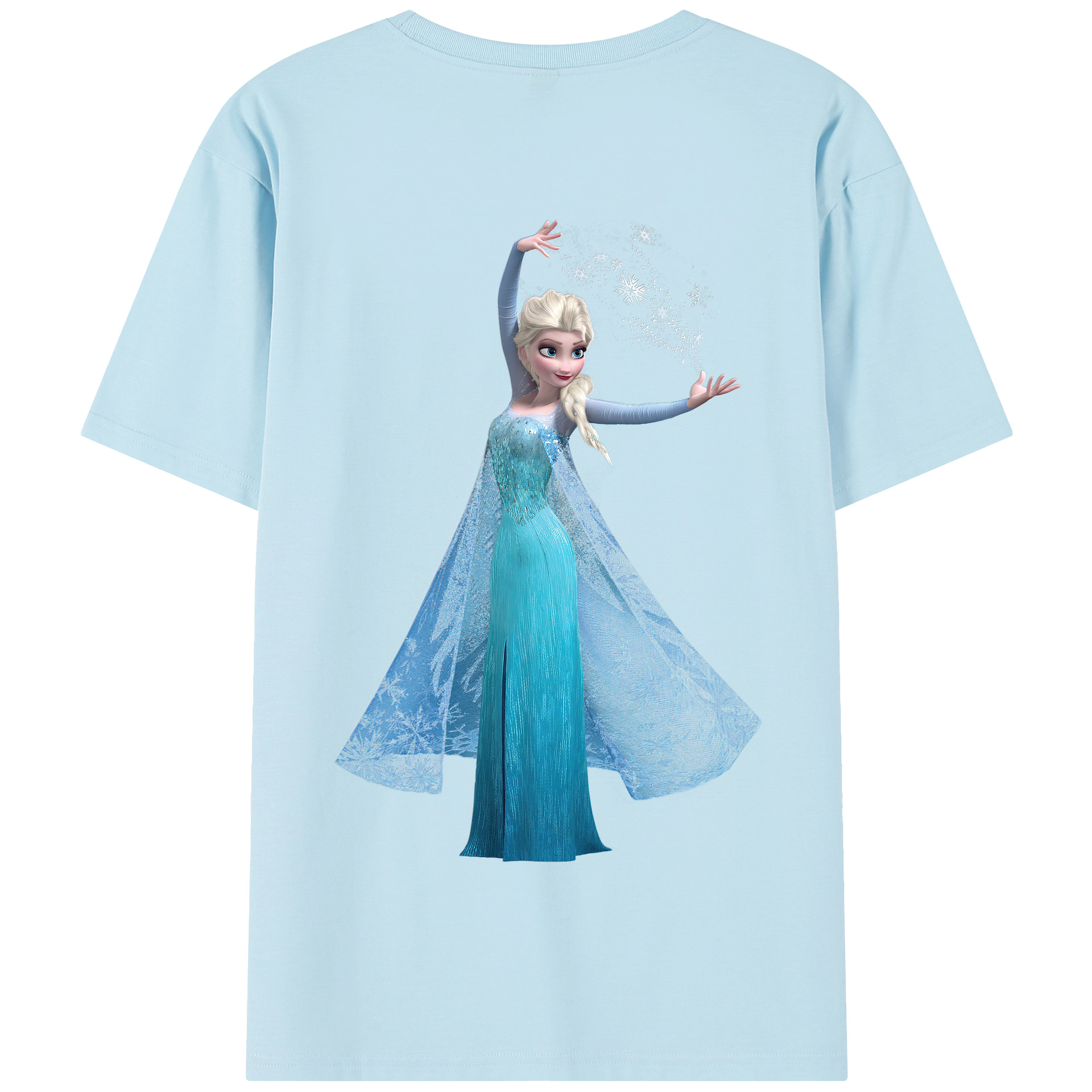 （画像用） アナと雪の女王 アンナ エルサ Frozen Anna Elsa 綿100％半袖Tシャツ（背面プリント）